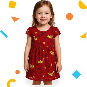 NEW Girls’ Wonder Woman A-Line Dress w/ Headwrap | Size XS (4/5) | DC Comics